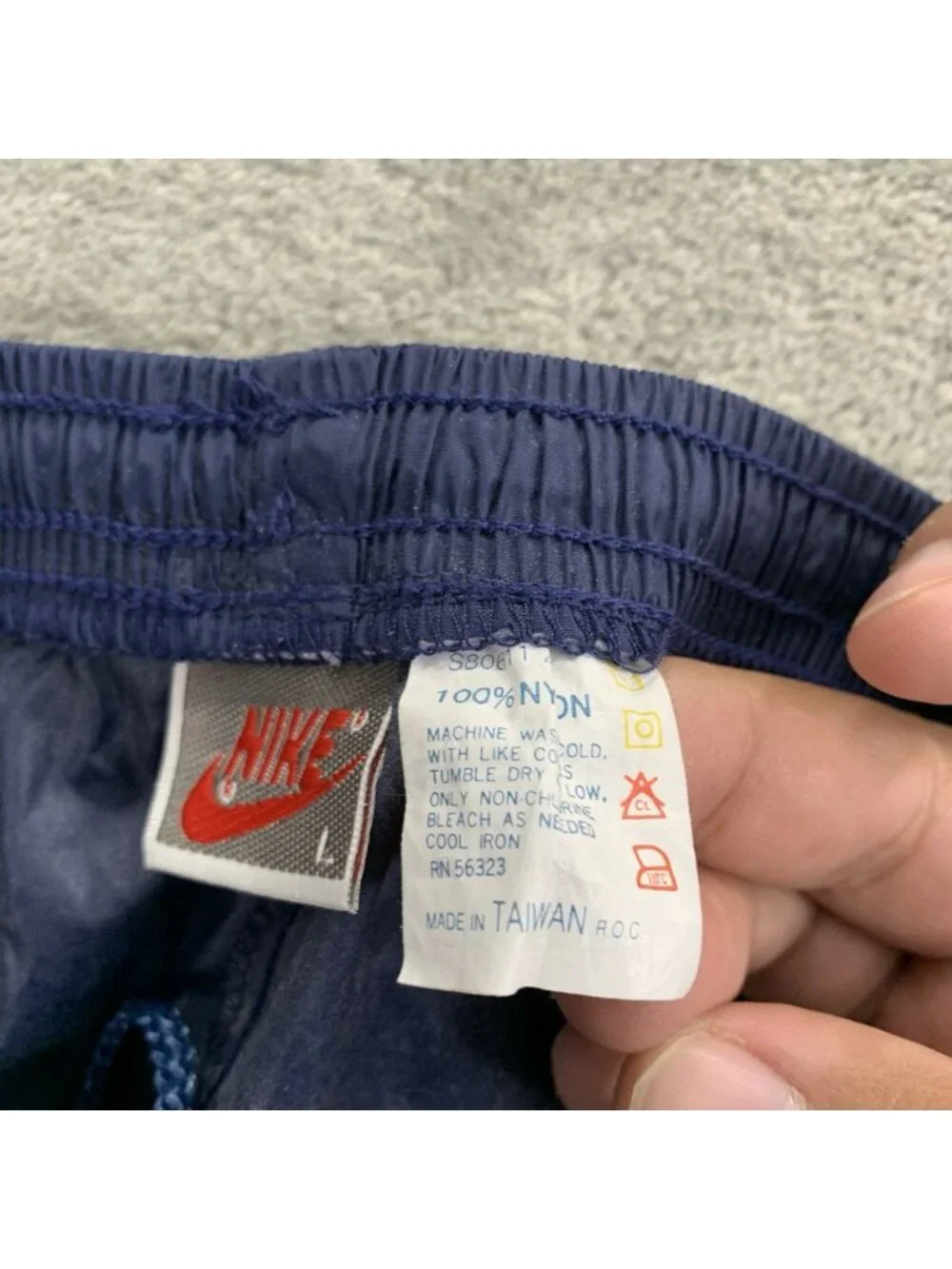 Vintage Nike Track Pants Mens Large Windbreaker Navy Blue Gray Tag 90’s Vented